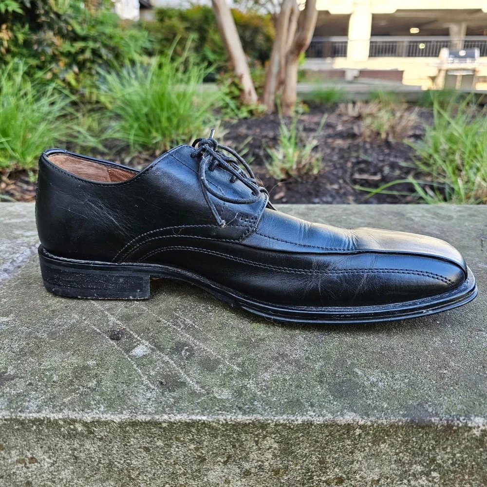 Johnston & Murphy Harding Panel Oxford Dress Shoes 9 Black Leather Square Toe